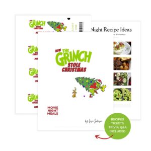 How the Grinch stole Christmas movie night meals mockup.