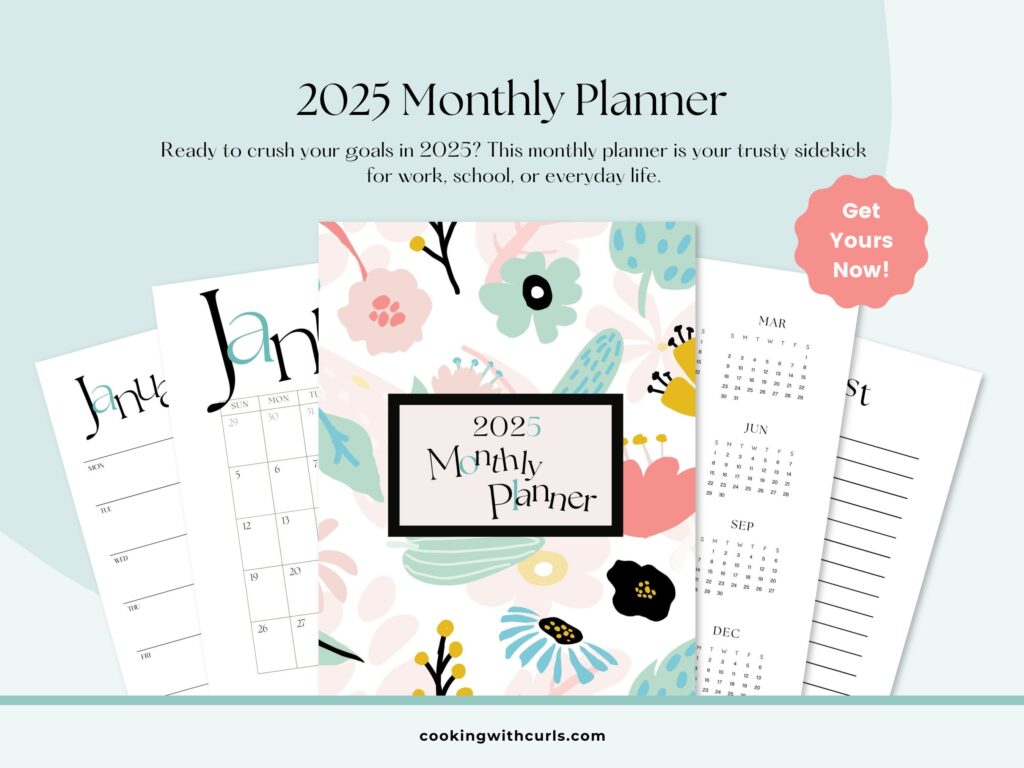 2025 Pastel Monthly Planner Product Mockup.